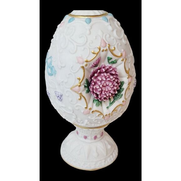 Vintage Lenox The Chrysanthemum Blossom Egg On Pedestal 1993 Original Box Easter - Picture 9 of 14